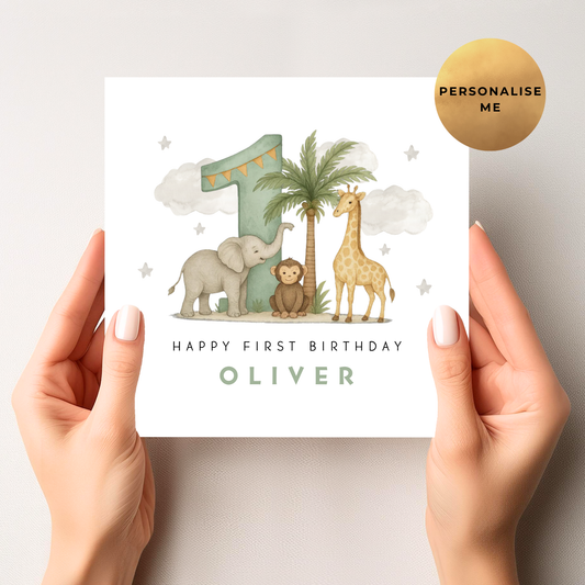 Safari First Birthday Card