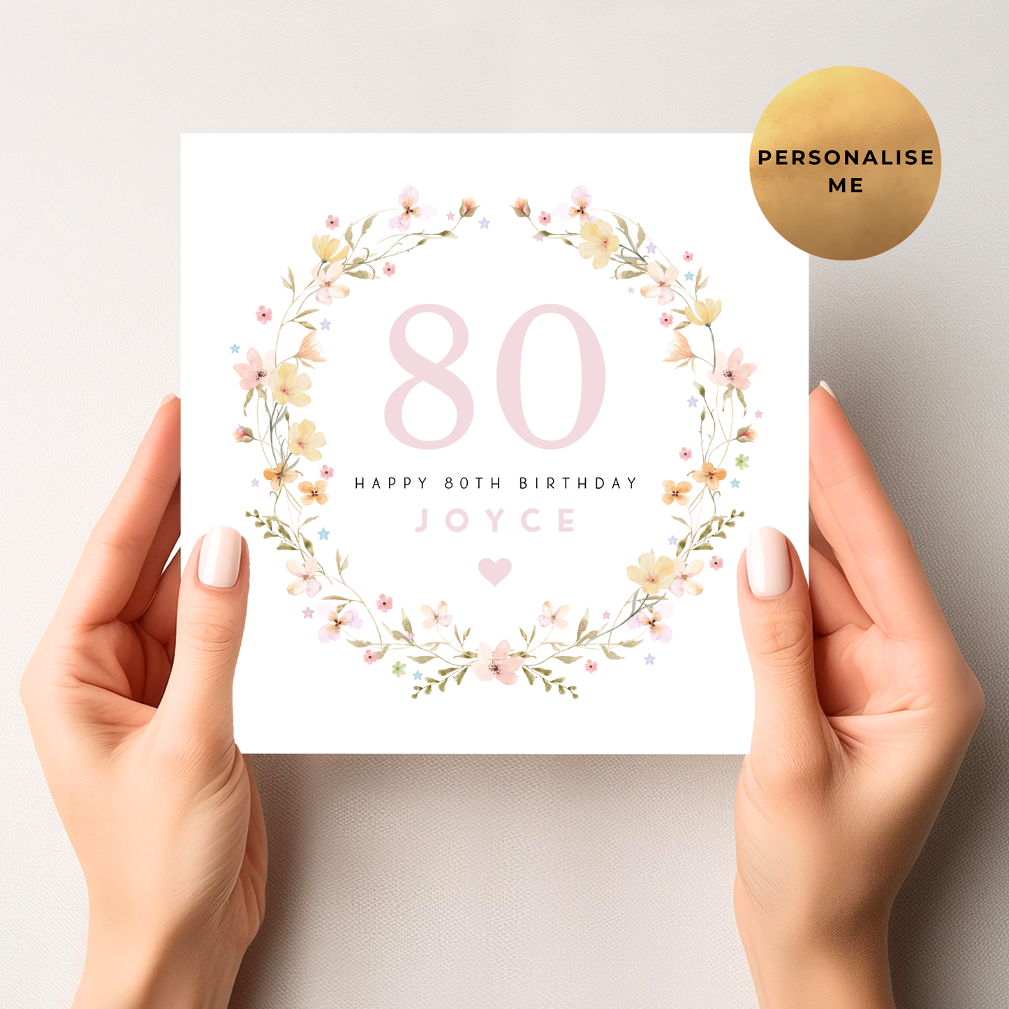 Floral 80th Birthday Card