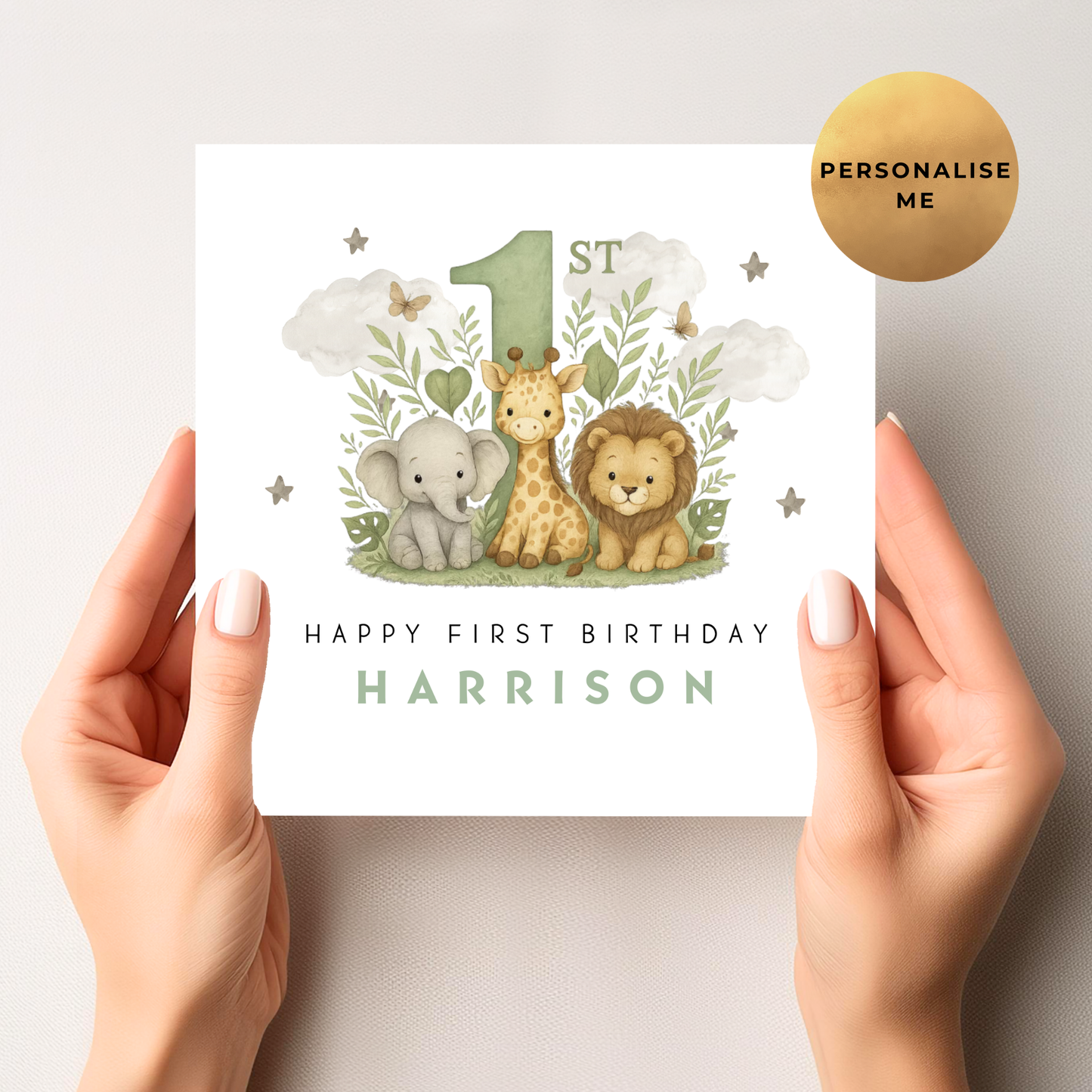 Safari First Birthday Card