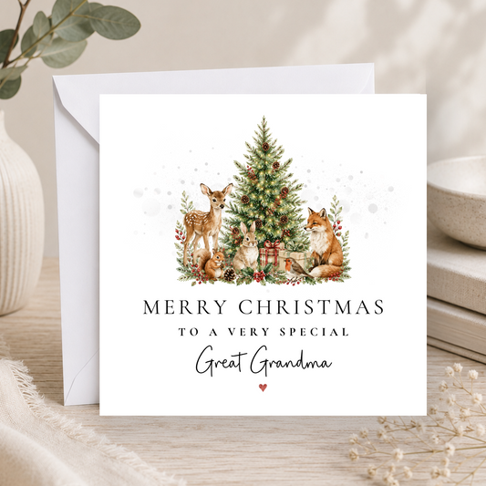 Woodland Christmas Card For Great Grandma