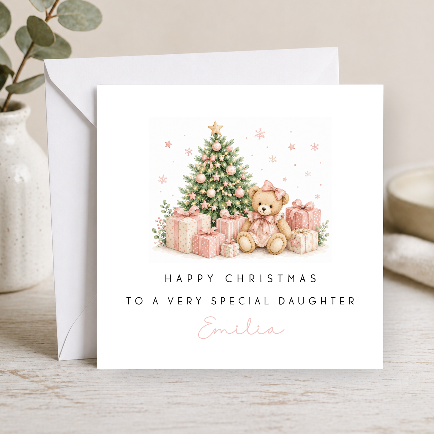 Teddy Bear Christmas Card For Little Girl