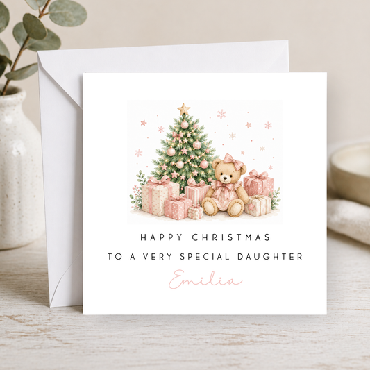 Teddy Bear Christmas Card For Little Girl