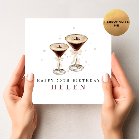 50th Espresso Martini Cocktail Birthday Card