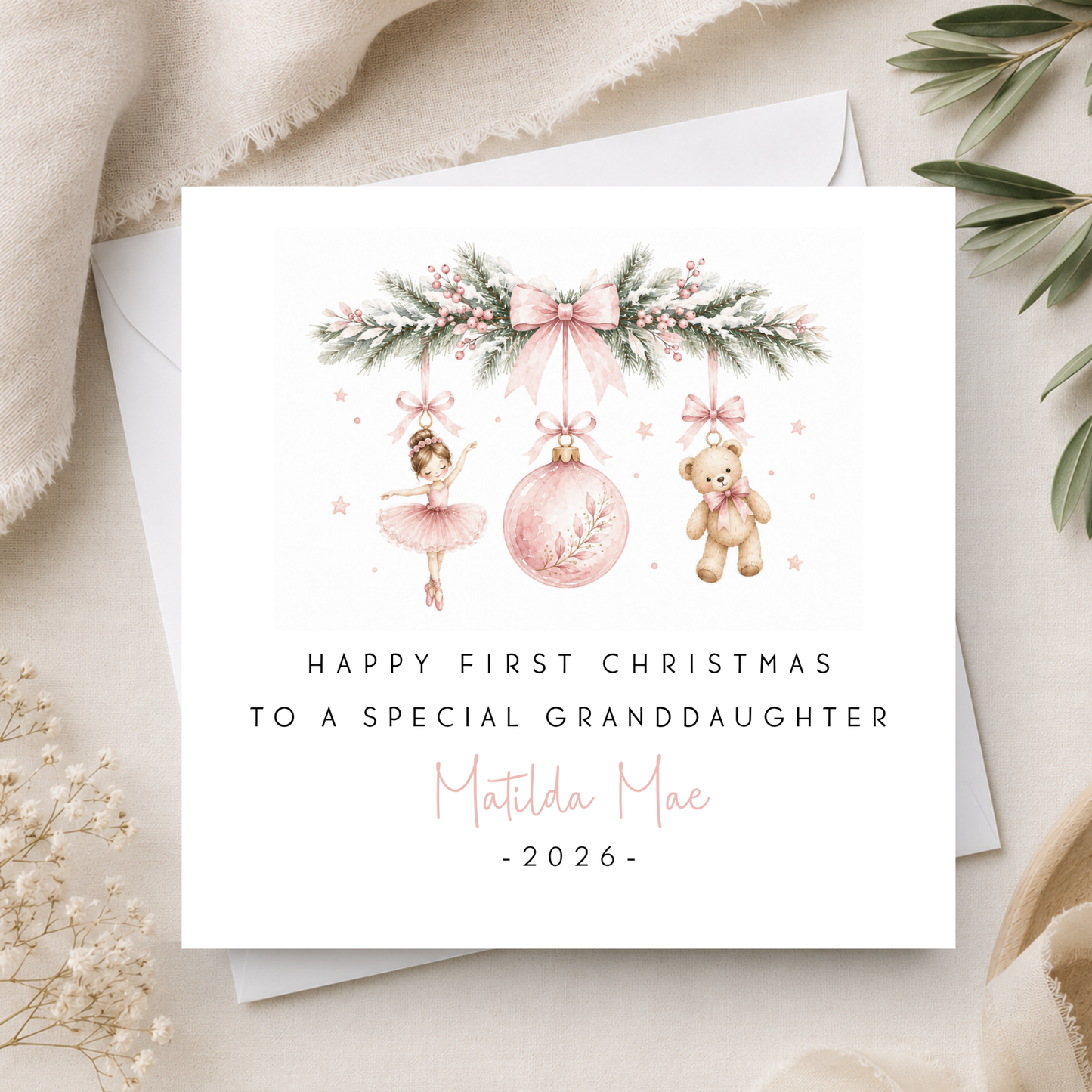 First Christmas Card For Little Girl