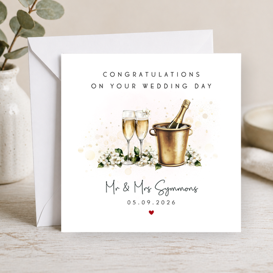 Gold Champagne Wedding Card