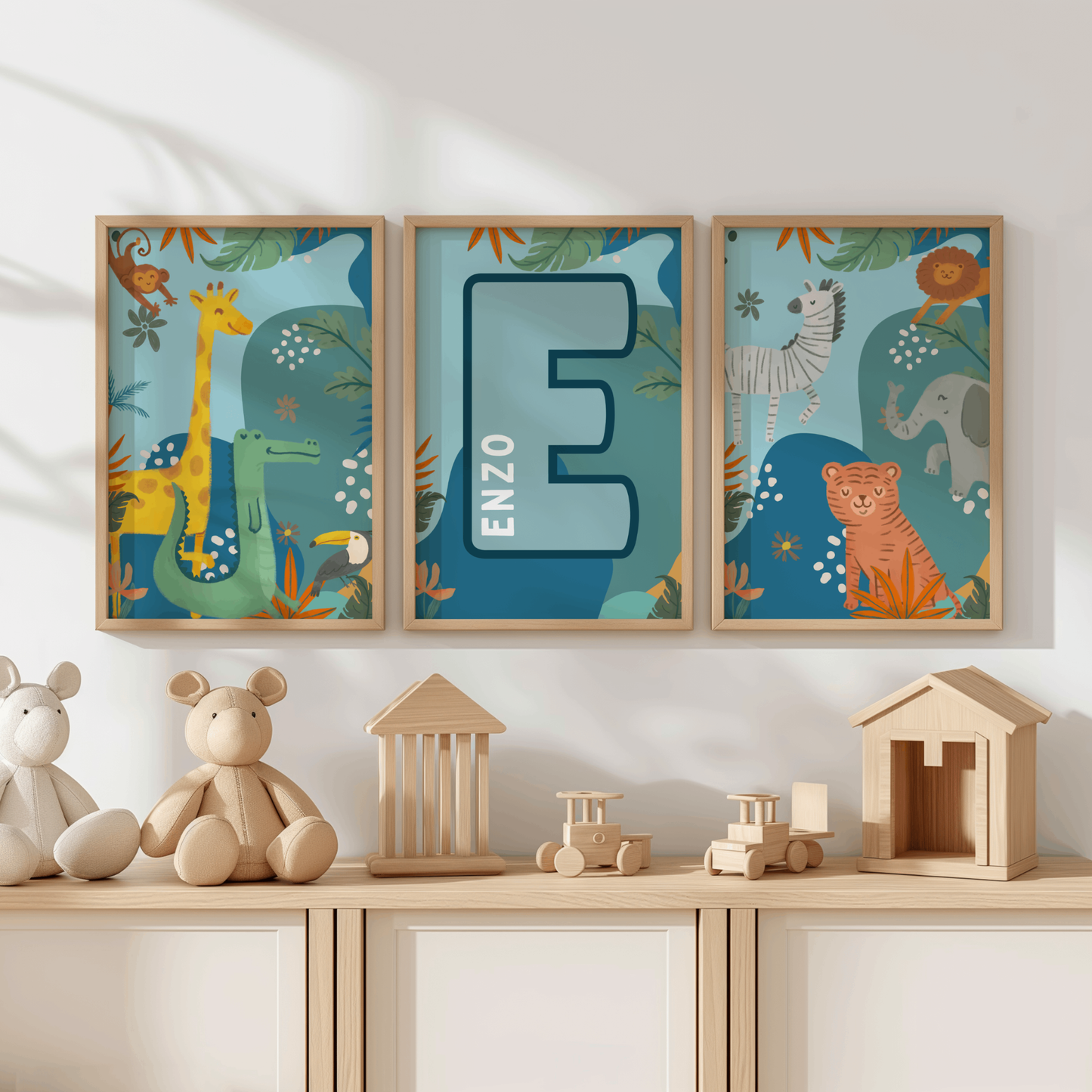 3x Safari Nursery Wall Prints