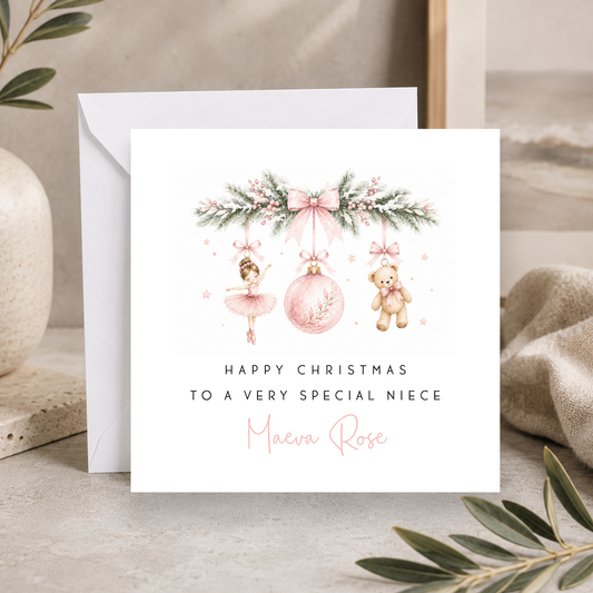 Ballerina Christmas Card For Little Girl