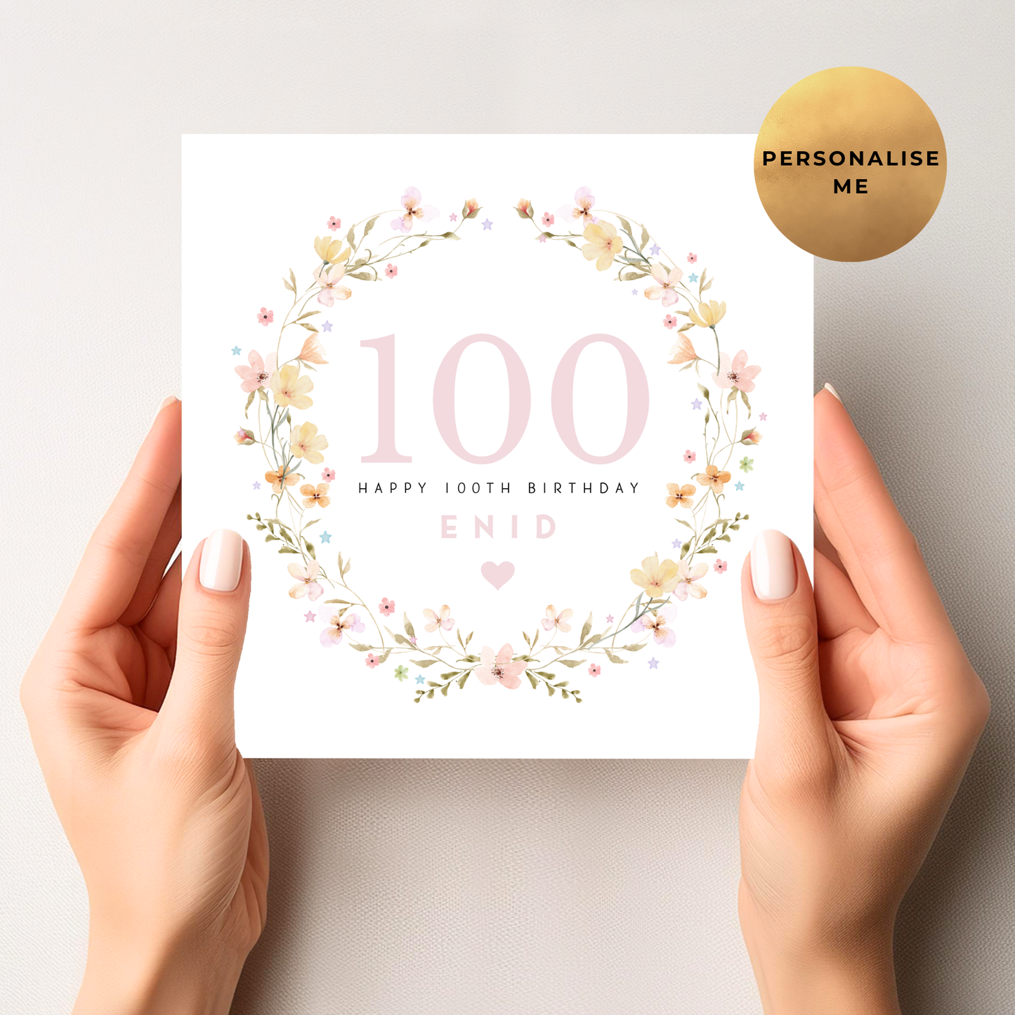 Floral 100th Birthday Card
