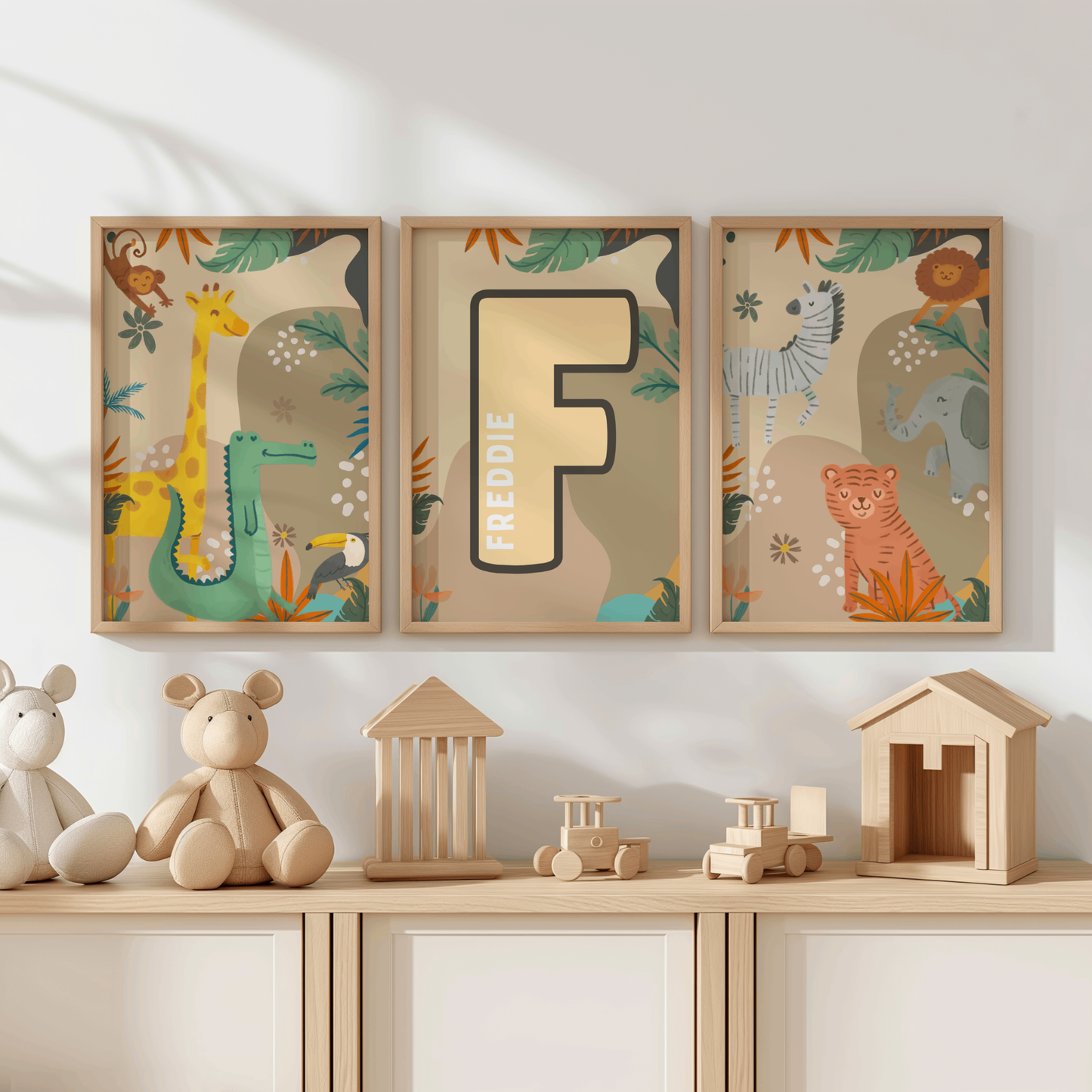 3x Safari Nursery Wall Prints