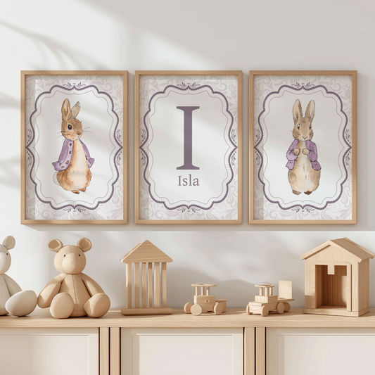 3x Peter Rabbit Vintage Nursery Prints