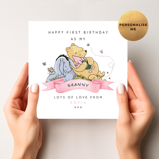 Winnie The Pooh First Birthday Card