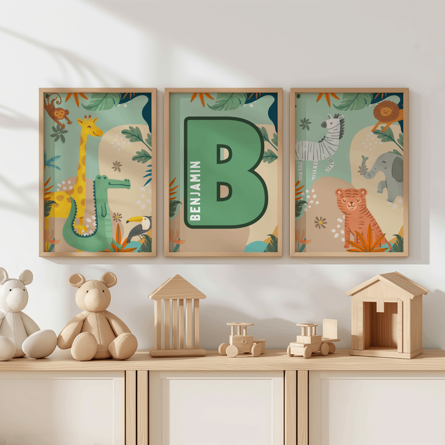 3x Safari Nursery Wall Prints