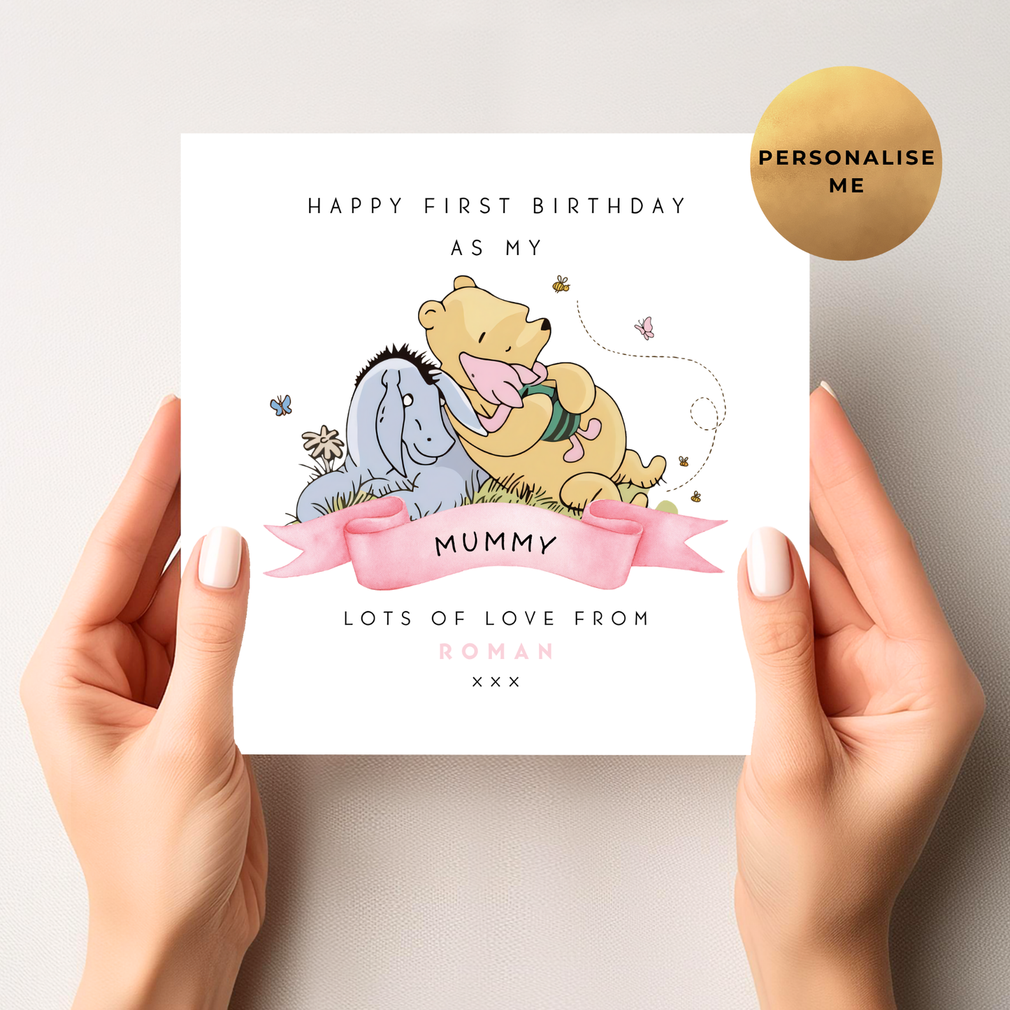 Winnie The Pooh First Birthday Card