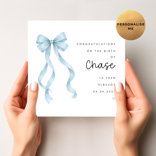 Blue Ribbon New Baby Card