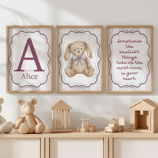 3x Vintage Bunny Rabbit Prints