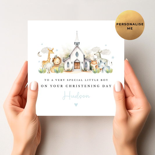 Safari Religious Occasion Card For Little Boy
