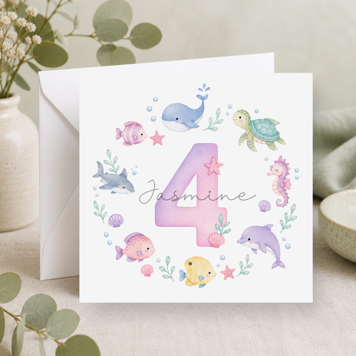 Under The Sea 4th Birthday Card