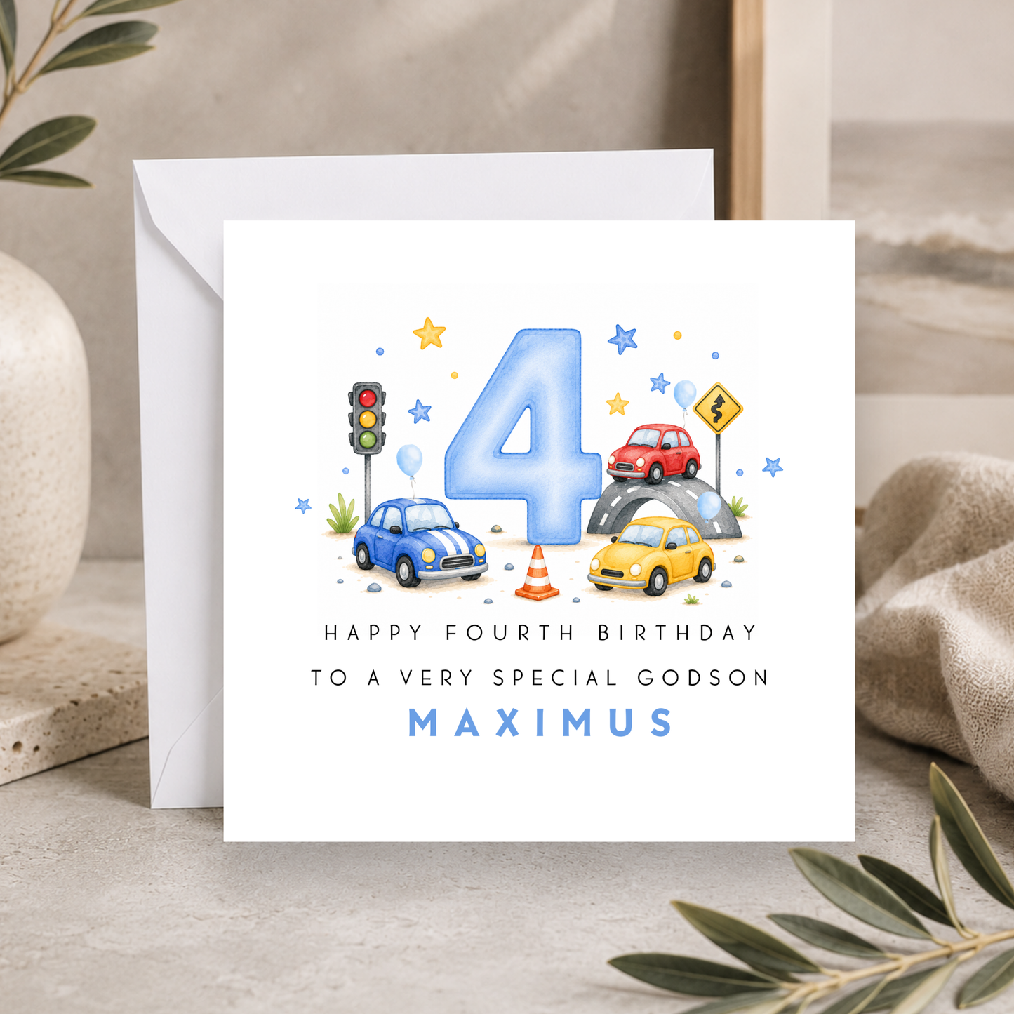 Car 4th Birthday Card