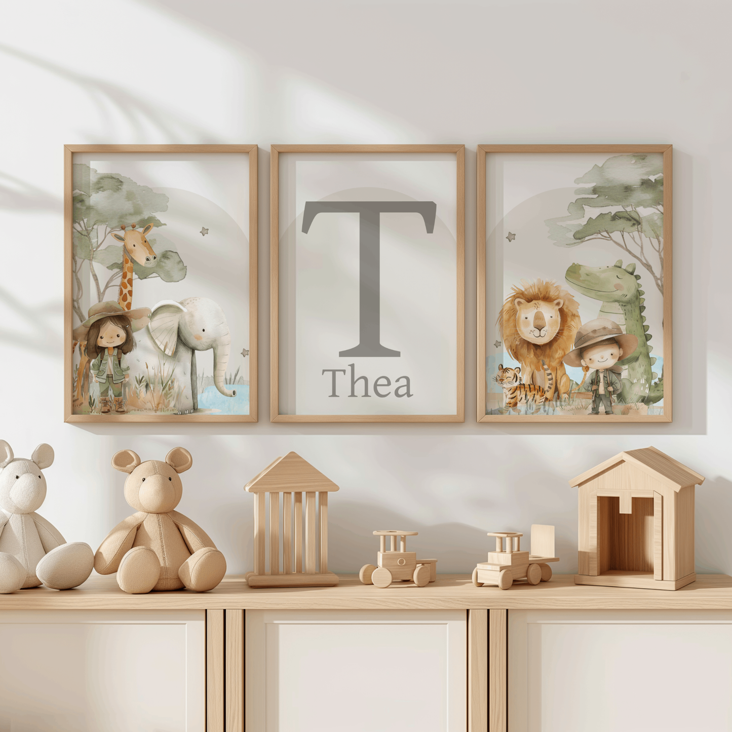 3x Safari Nursery Wall Prints