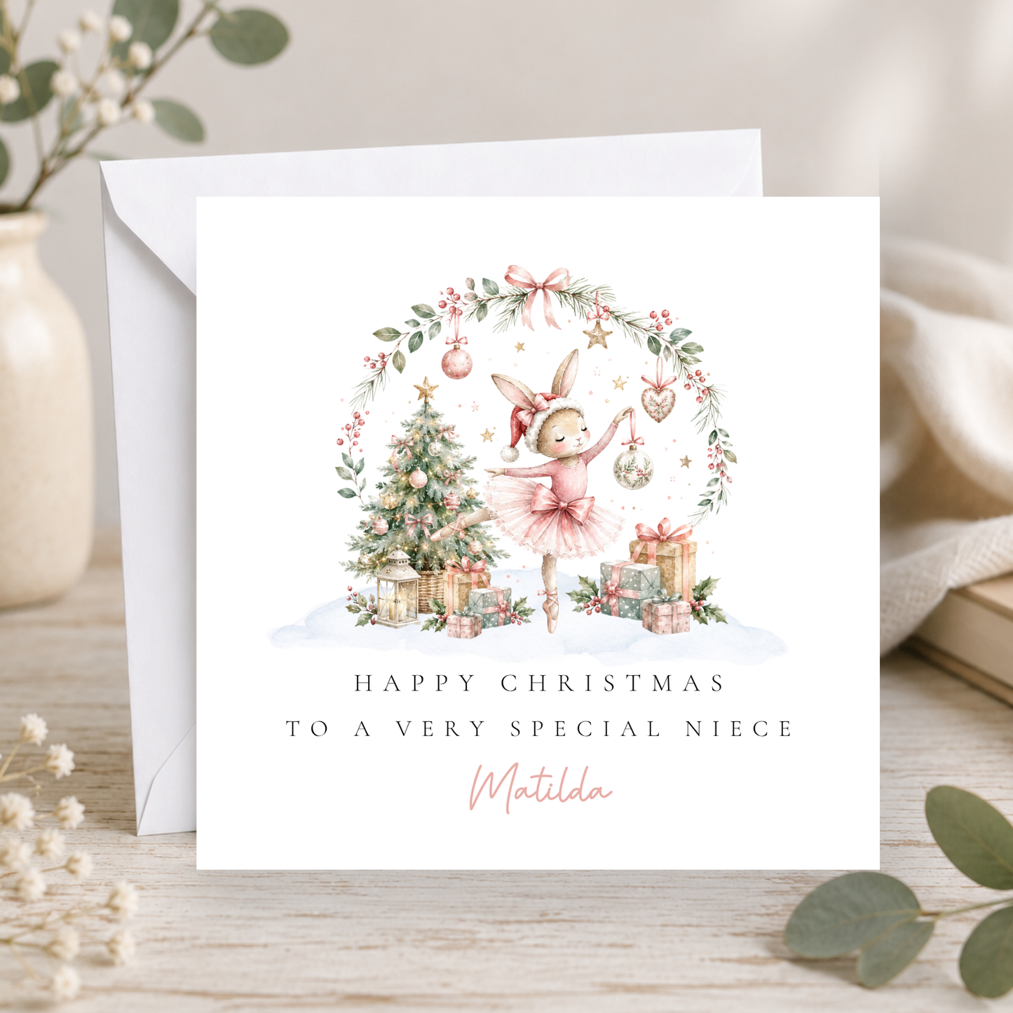 Bunny Ballerina Christmas Card