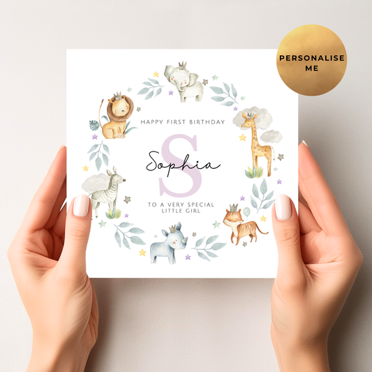 Safari First Birthday Card