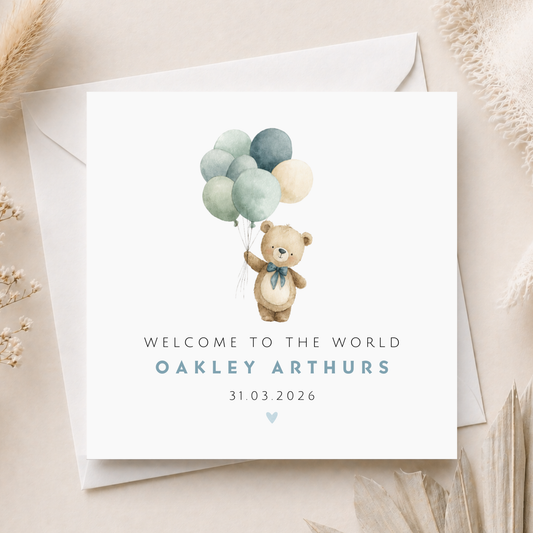 New Baby Bear Card For Little Boy