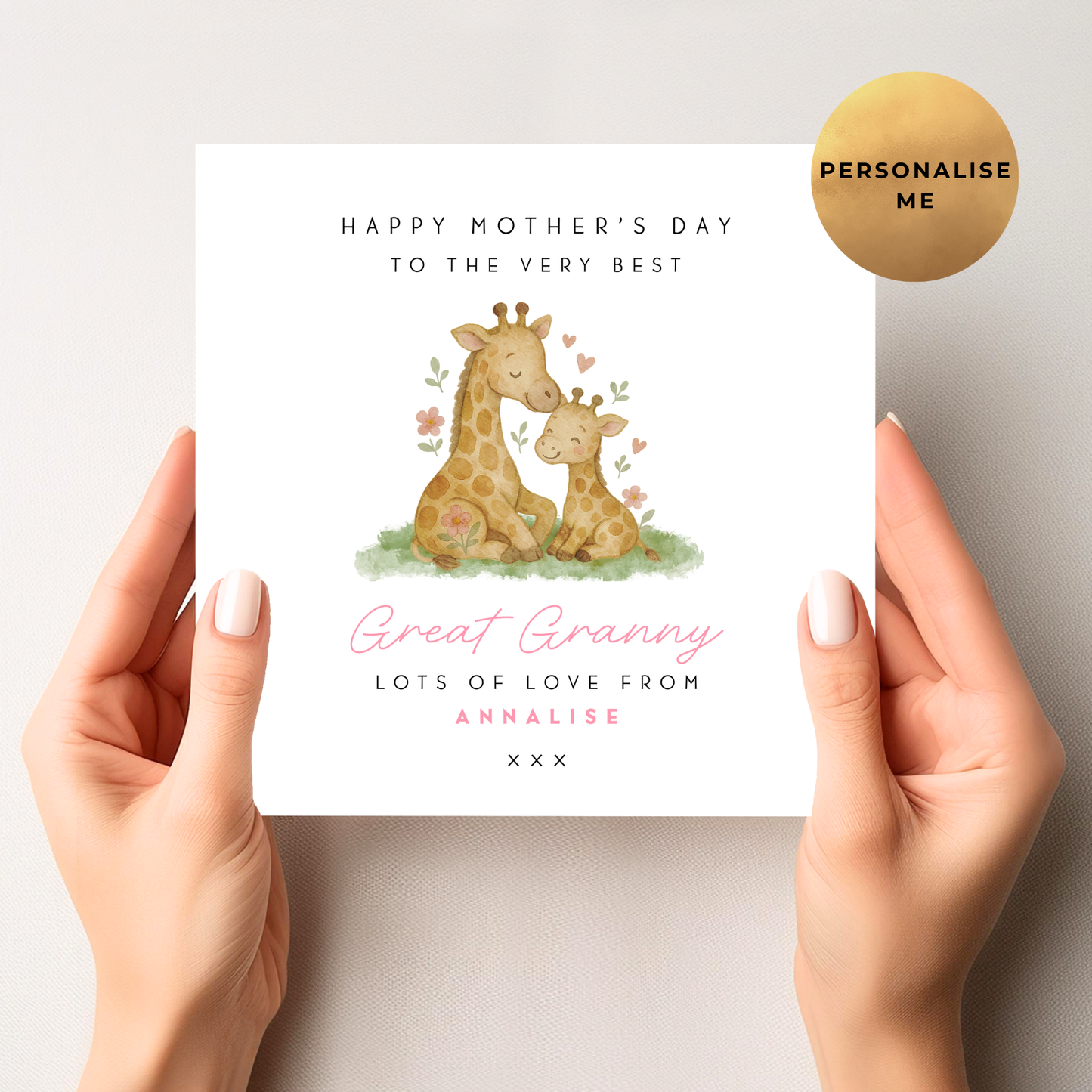 Cute Giraffe Mother's Day Card