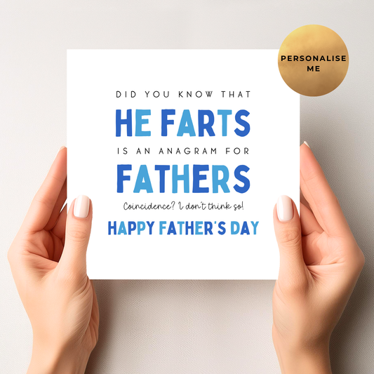 He Farts Anagram Father's Day Card