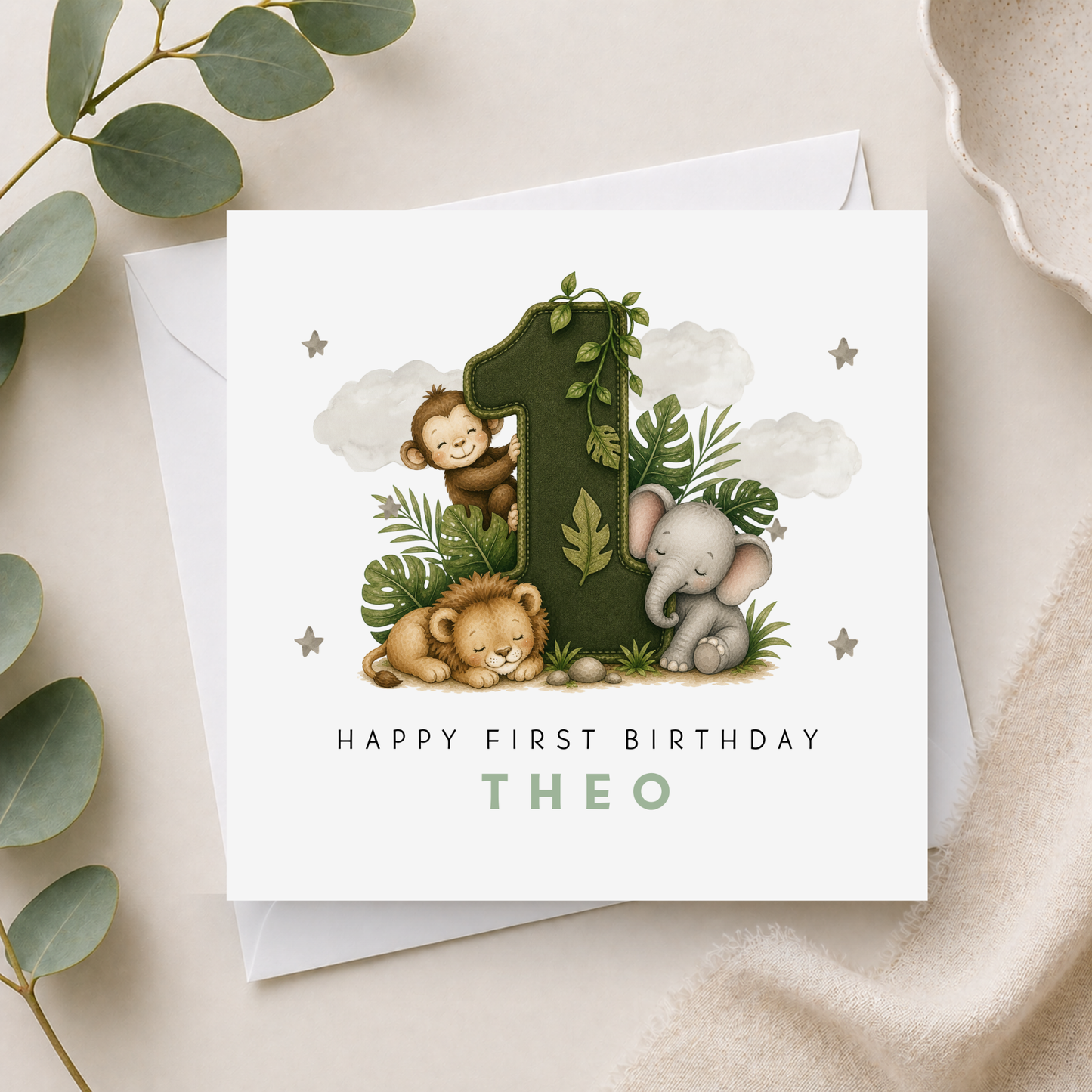 Safari First Birthday Card