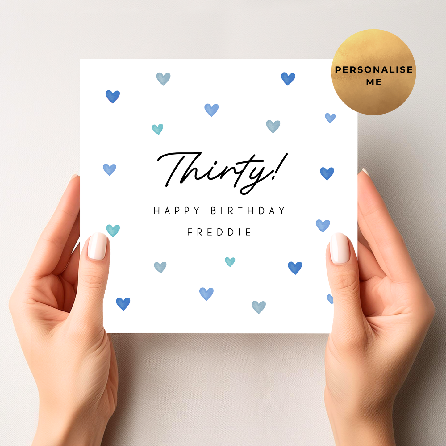 30th Love Hearts Birthday Card