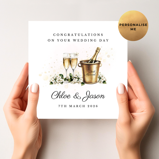 Gold Champagne Wedding Card