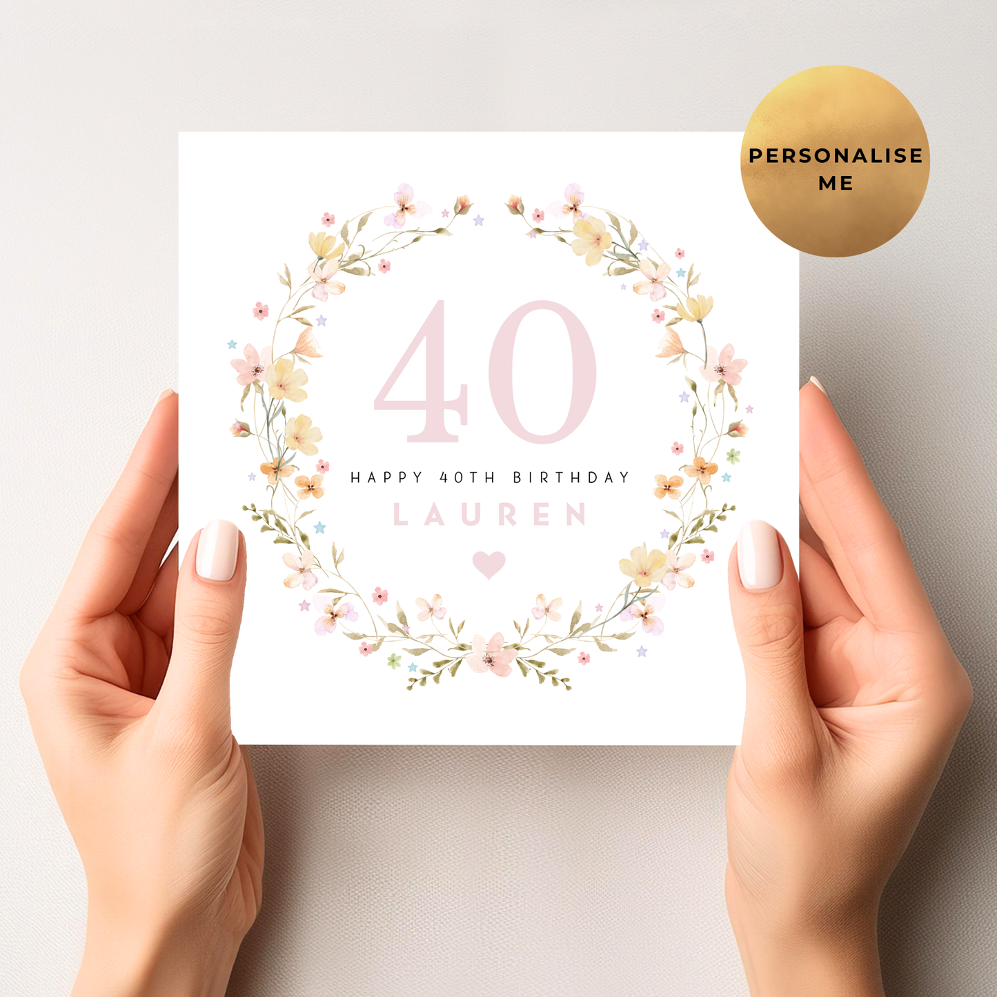 Floral 40th Birthday Card