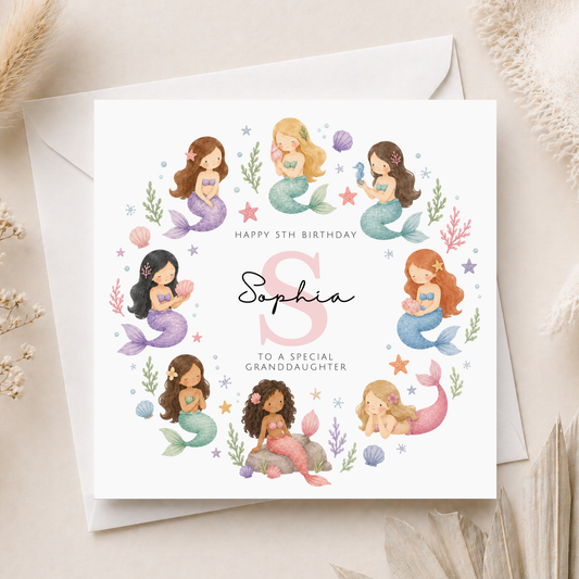 Mermaid Birthday Card For Little Girl