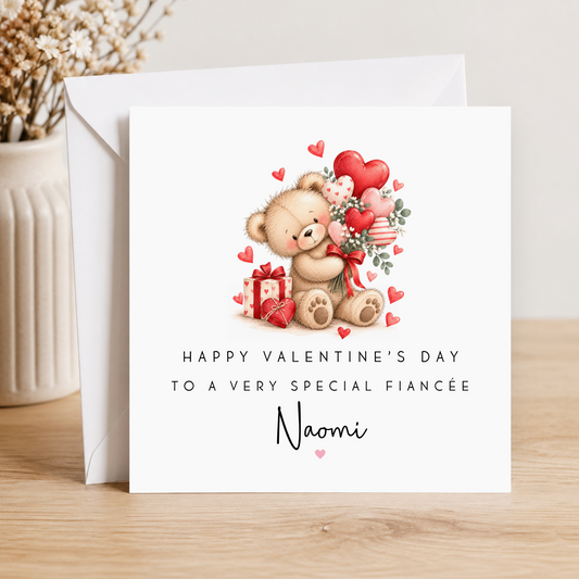 Teddy Bear Valentines Day Card For Fiancée