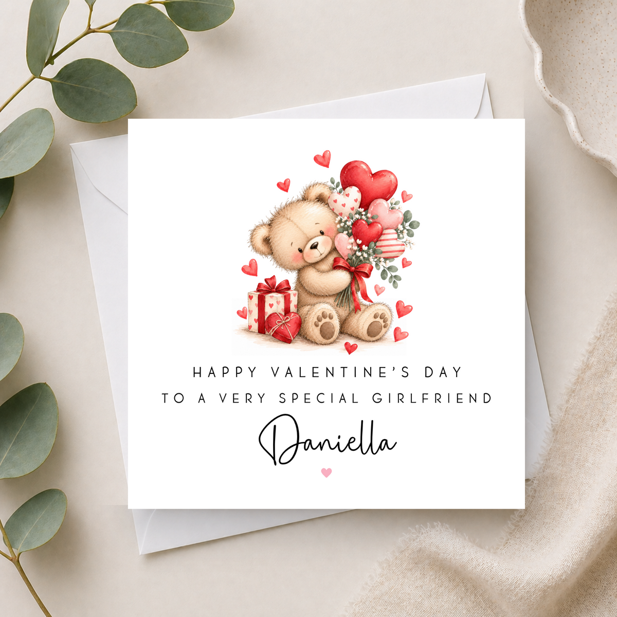 Teddy Bear Valentines Day Card For Girlfriend
