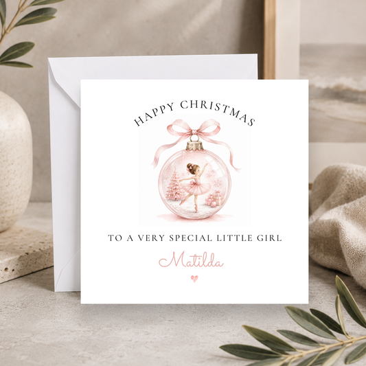 Ballerina Christmas Card For Little Girl