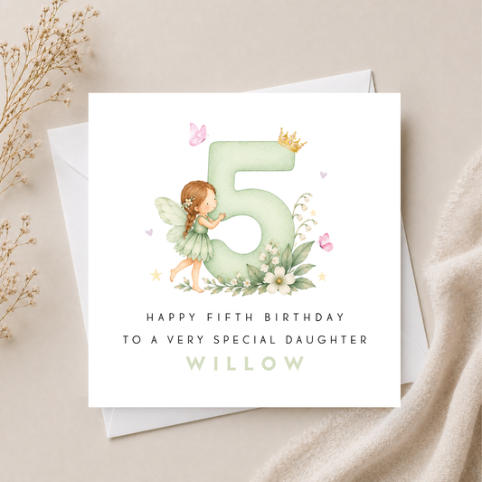 Fairy Fifth Birthday Card