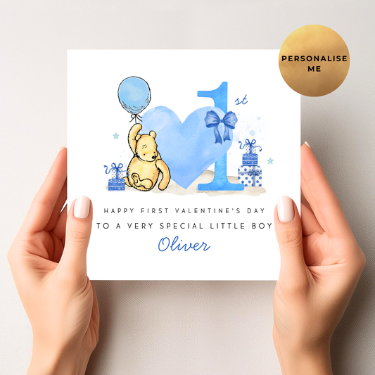 Winnie The Pooh 1st Valentine's Day Card For Little Boy