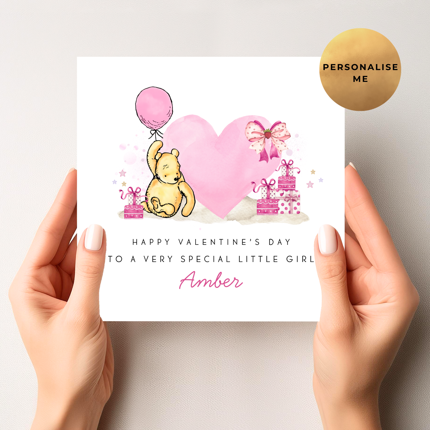 Winnie The Pooh Valentine's Day Card For Little Girl