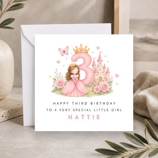 Princess 3rd Birthday Card