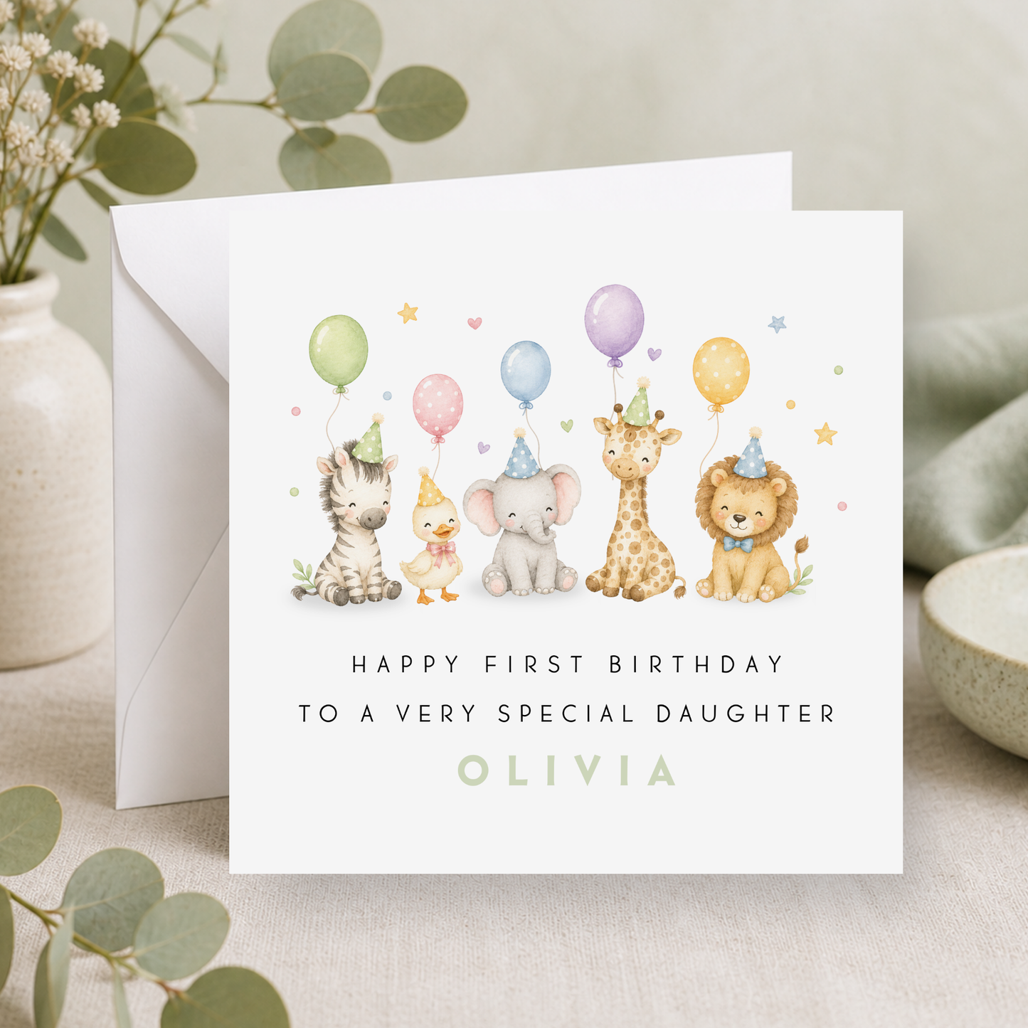 Safari First Birthday Card