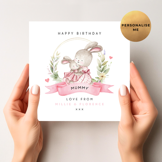 Cute Bunny Birthday Card For Her