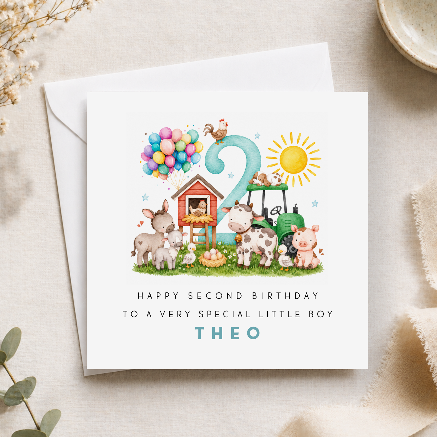 Farm Yard Birthday Card For Little Boy