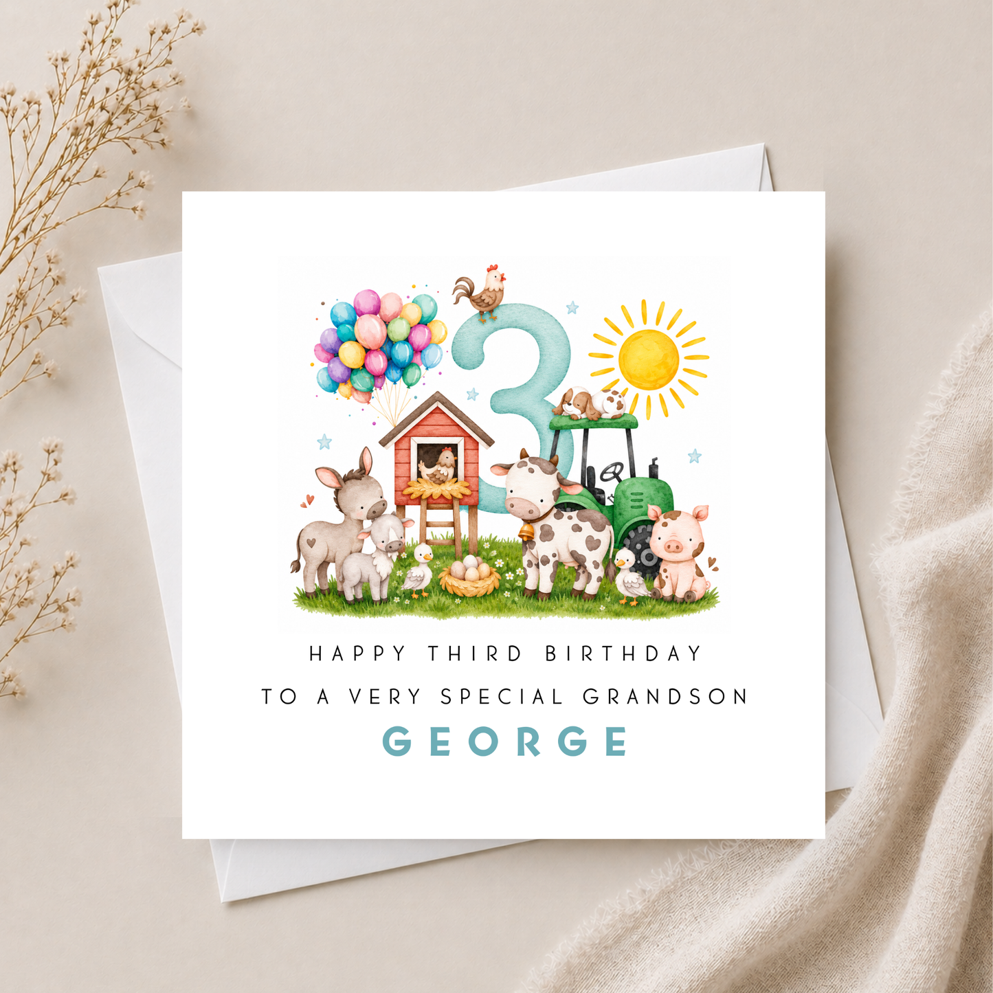Farm Yard Birthday Card For Little Boy
