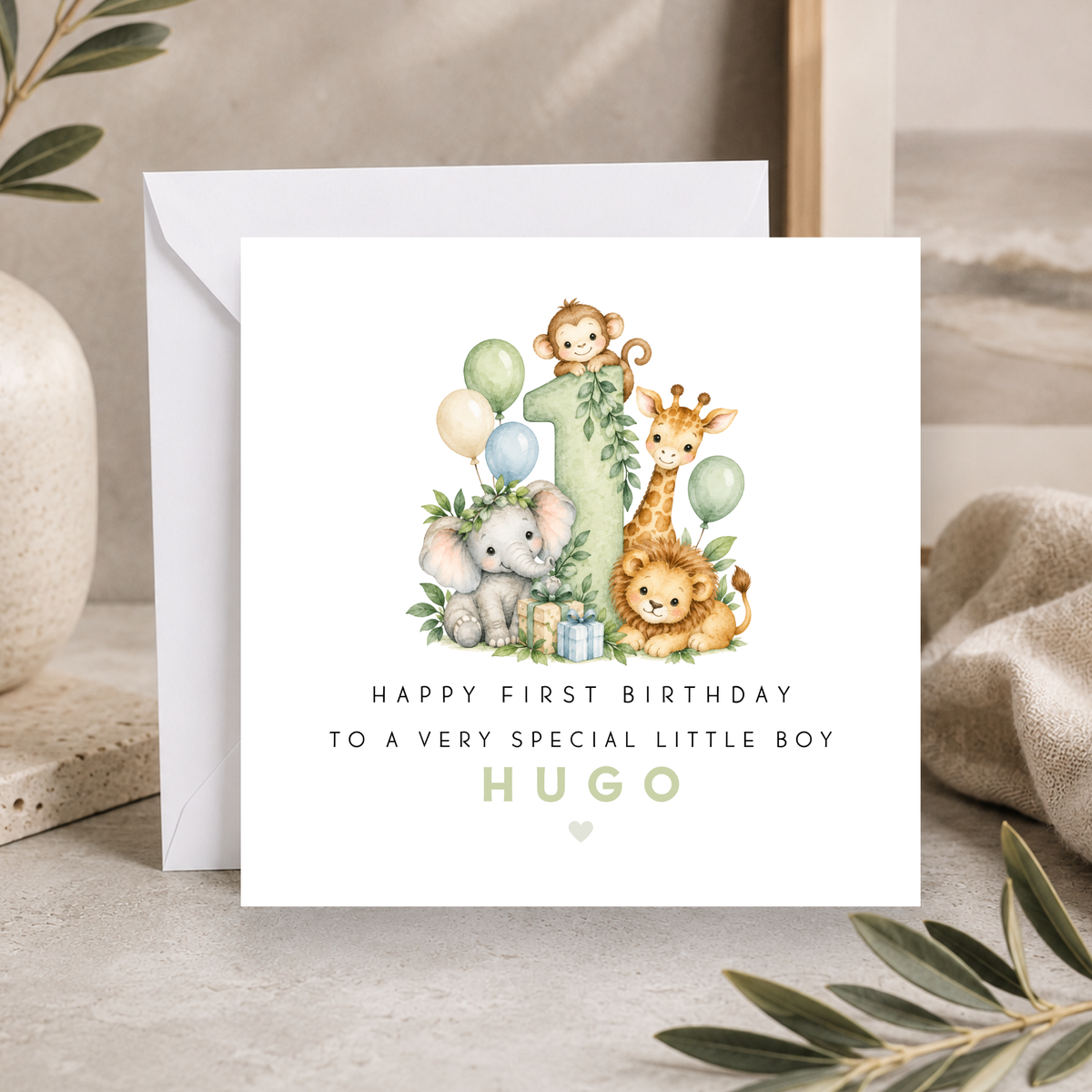 Safari First Birthday Card