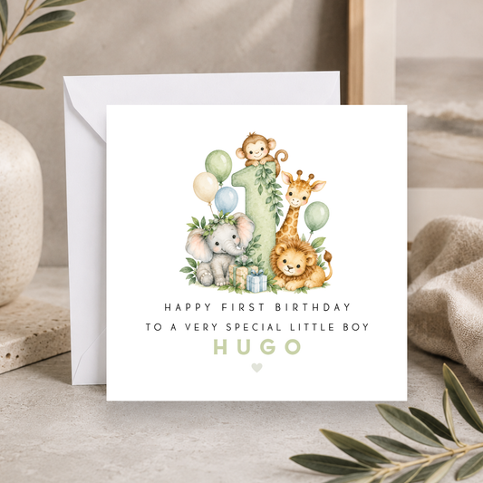 Safari First Birthday Card