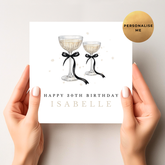 30th Champagne Birthday Card