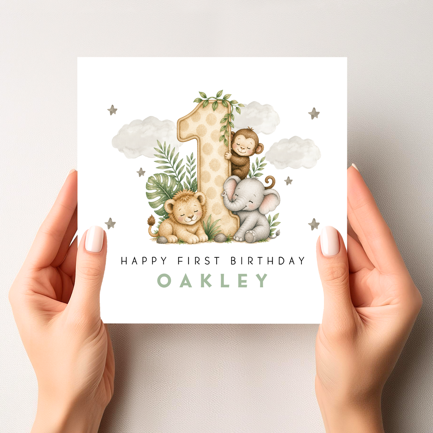 Safari First Birthday Card