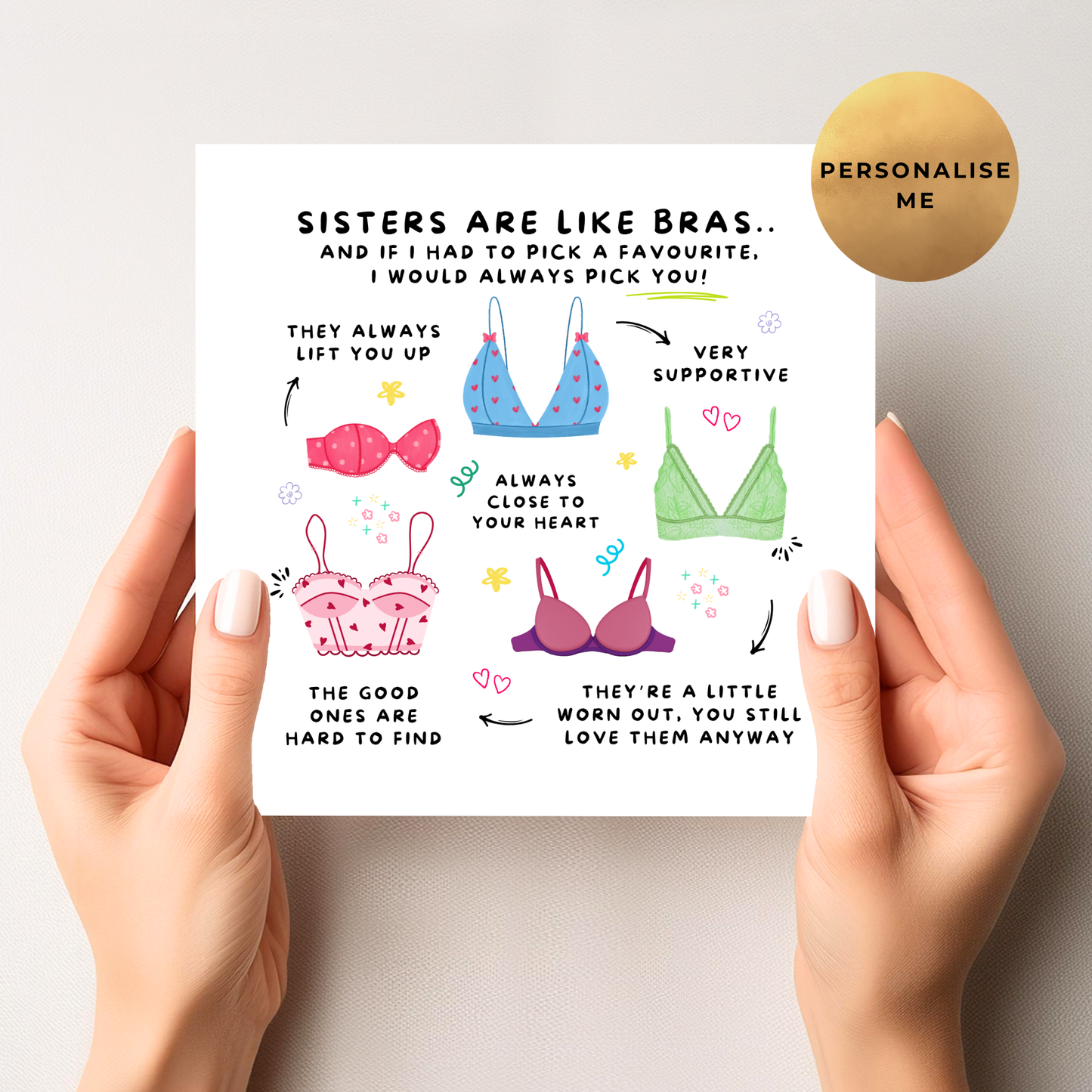 Best Friends Are Like Bras Birthday Card