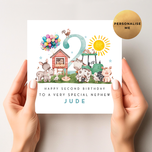 Farm Yard Birthday Card For Little Boy
